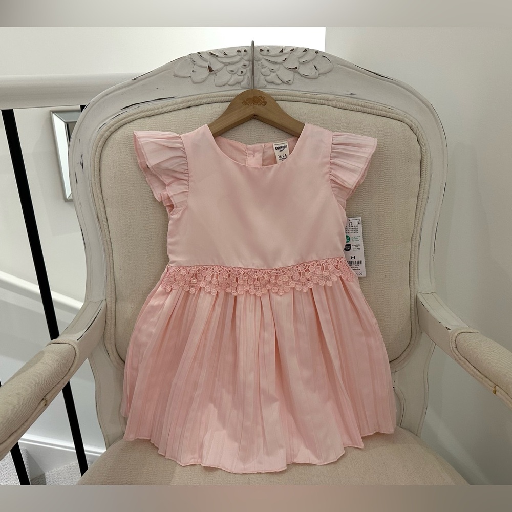 🩰 Baby 2T Beautiful Pale Pink Satin Party Dress by Oshkosh NWT